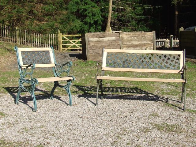 single and three seater benches