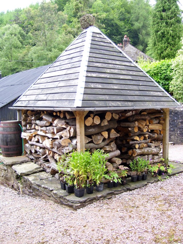 willow ball on top of the woodshed