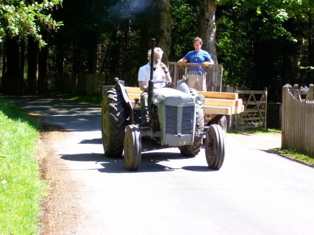 Ian & Martin carting timber for the pond