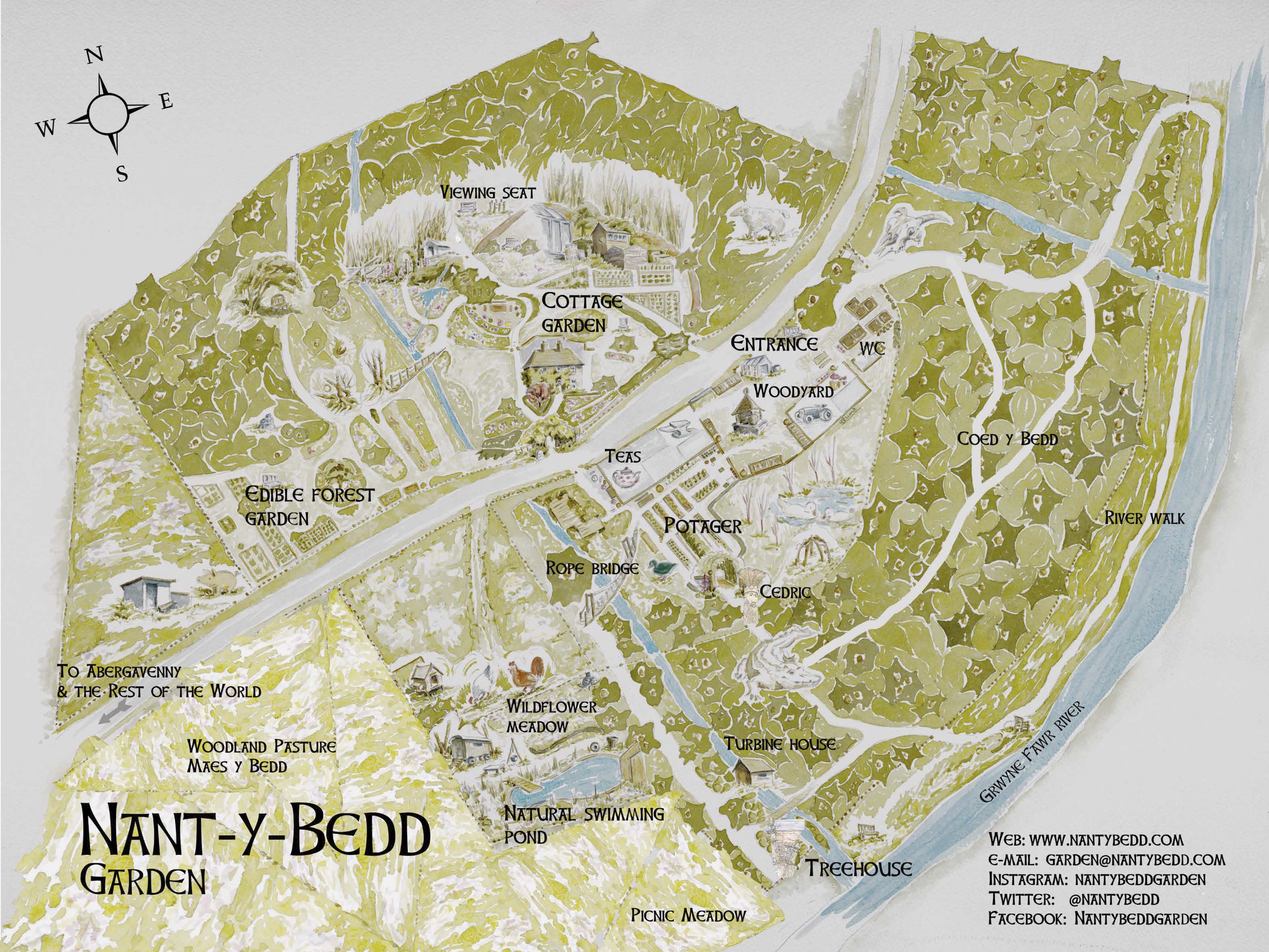 Nant-y-Bedd Garden Map Sign PROOF